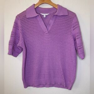 NEW Time and Tru Large Purple V-Neck Knit Sweater